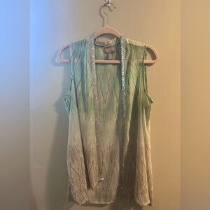 Chicos Sequined Sleeveless Sheer Cardigan |‎ 0